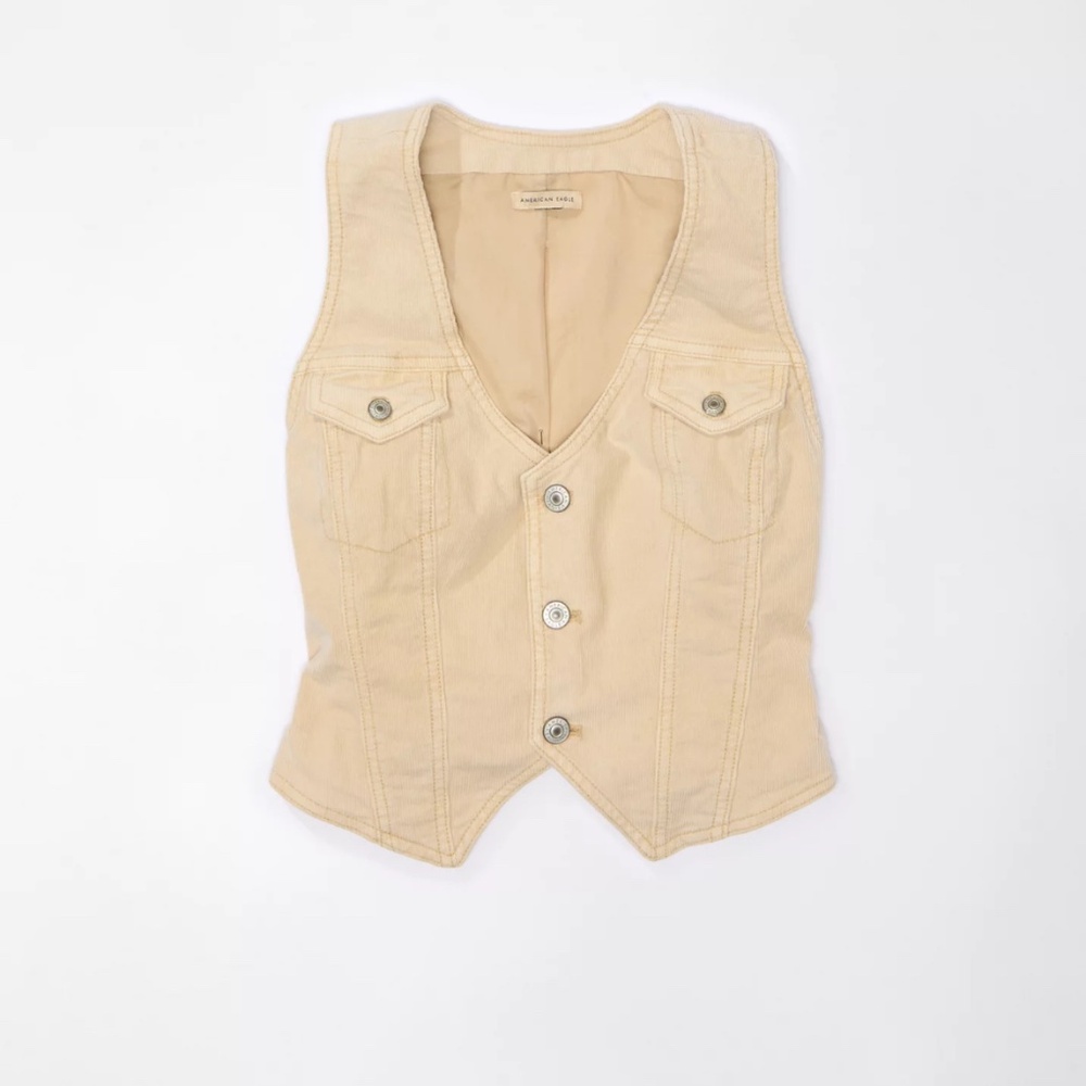 Tan American Eagle Corduroy Vest